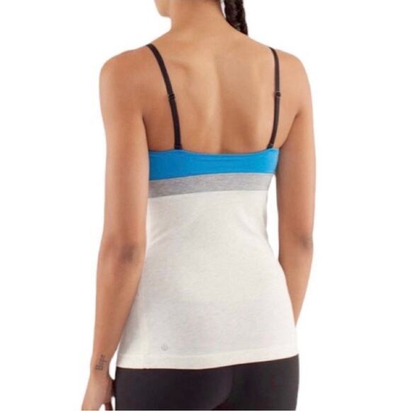 Lululemon Blue White & Black Stripe Contentment Triangle Tank Top, Size 8 - Picture 2 of 14